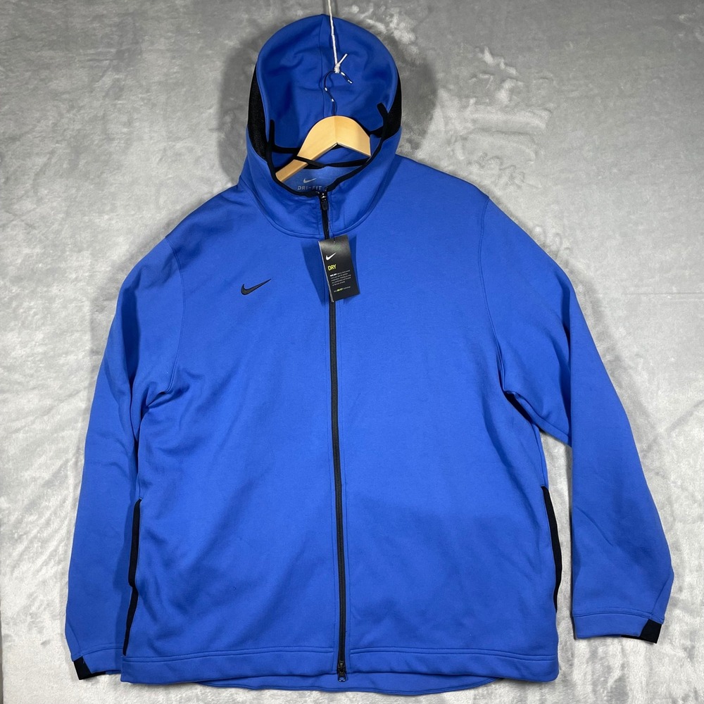 Nike Dry Full Zip Basketball Hoodie Blue Black 930561-493 Mens 3XL NWT